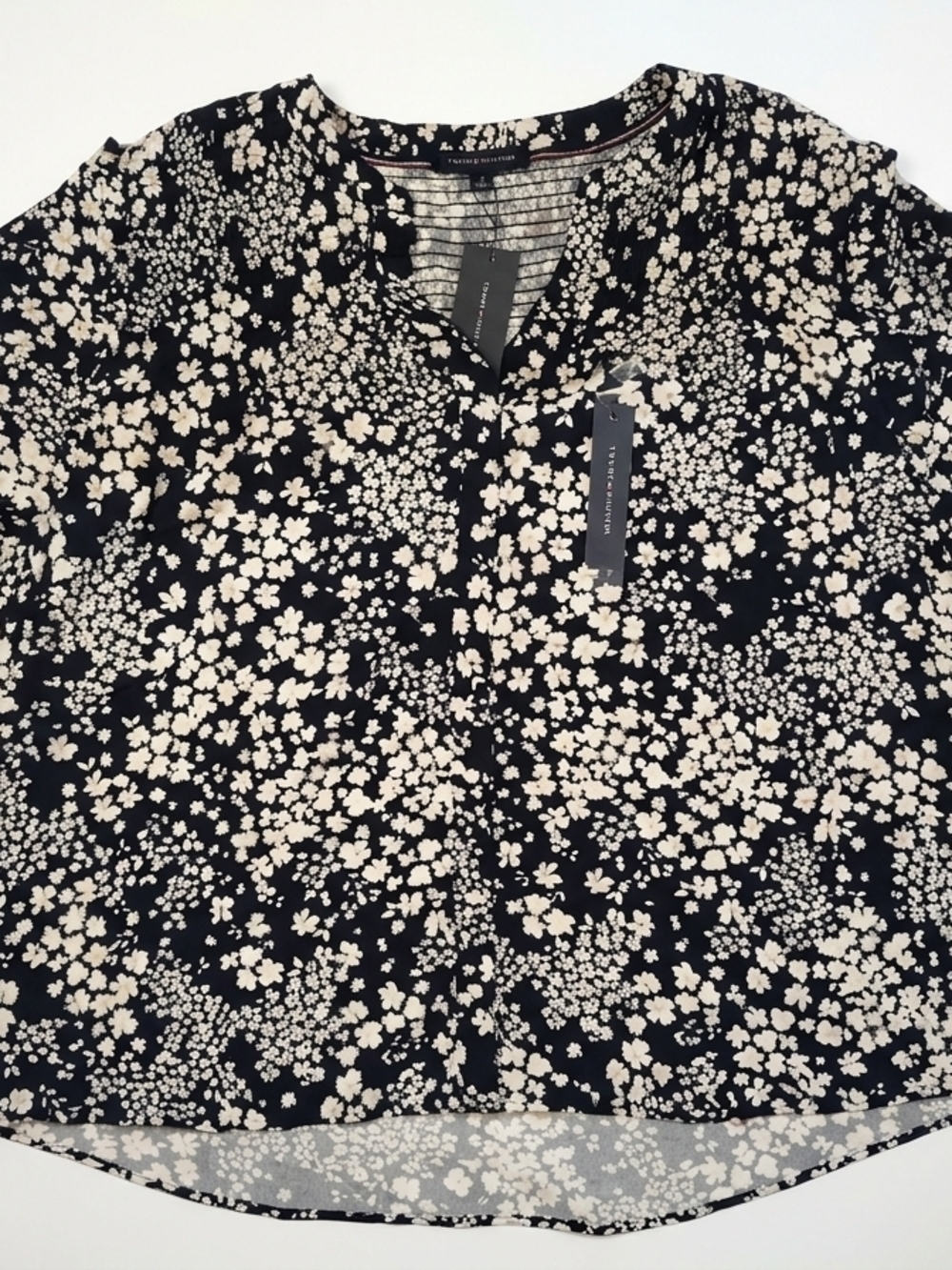 Tommy Hilfiget Black and White Floral Shirt Nwt 3x